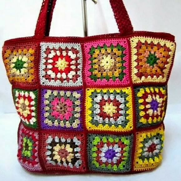 ♥️ Summer totes♥Granny square vintage bag - Picture 4 of 7